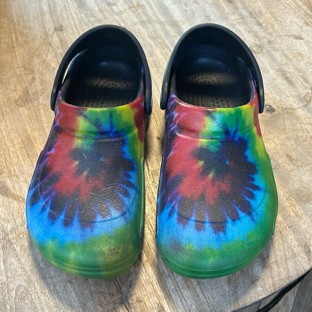 Tie dye crocs